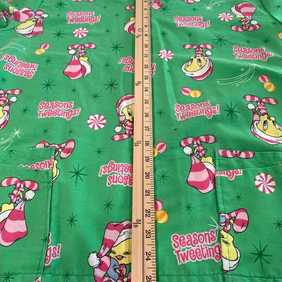 Looney Tunes Women's Tweety Bird Christmas Nursing Medical Scrub Top Size XL - Picture 6 of 9